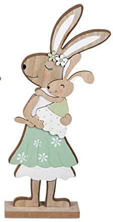 Geschenke und Dekoration zu Ostern 1 Stück grosser Osterhasin mit Kind aus Holz 30cm Lieferumfang 1 Stück Osterhase
