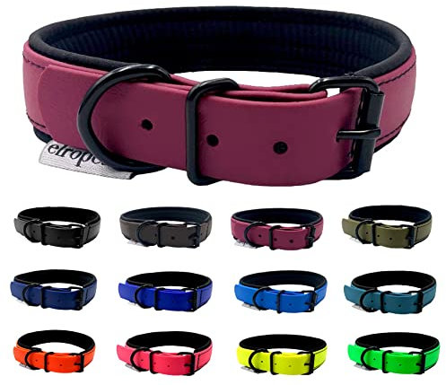 Hundehalsband Biothane Softshell unterlegt kleine Hunde/große Hunde verstellbar Black Edition (M 45-50cm, Bordeaux)