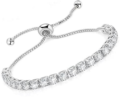 LIHELEI Tennis Armband Damen, Diamant Verstellbares Armband mit Shining Zirkonia für Geschenk für Mutter, Ehefrau, Freundin, Jubiläum - Sliber