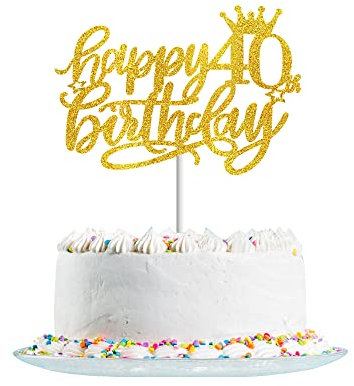 40.Geburtstag Tortendeko Gold, Glitzer 40. Geburtstag Kuchendeko, Happy 40th Birthday Cake Topper, 40 Jahre Geburtstag Torten Deko, 40. Geburtstag Party Kuchen Dekoration Frauen Mann(Gold)