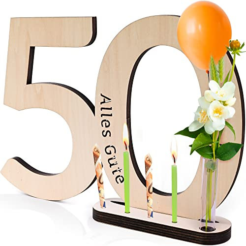 Milula Studios Holzzahl Alles Gute - Holzschild Gästebuch. Geburtstag, Jubiläum oder Hochzeitstag by (50)