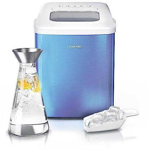 Arendo - Eiswürfelmaschine Edelstahl - Eiswürfelbereiter 2 Liter - Testsieger 2024 - Ice Cube Maker Maschine - Eiswürfelautomat - mit Kühlung - Eiswürfel Größen Klein + Groß - ABS - BPA frei