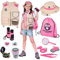 Kit Exploration Enfant avec Gilet Safari et Chapeau, Jumelles, Boussole Enfant, Loupe Enfant, Boite Loupe Insecte - Cadeau pour Les Garçons et Les Filles âgés de 3 à 12 Ans (Rose, 7+)