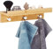 Relaxdays Estantería de Pared con 3 Ganchos de Metal, Perchero Pasillo Estante Bambú, Toallero Baño 10x36x12cm, Natural