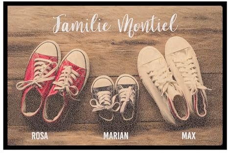 mylatschen Fußmatte mit Trittrand - Sneaker - 2 Erwachsene, 1 Kind (40 x 60 cm)