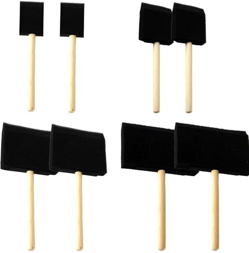 Lot de 4 pinceaux éponge en mousse, outils de peinture à faire soi-même, accessoires de graffiti pour enfants, pinceau de peinture avec manche en bois, pinceau éponge en mousse pour travaux manuels,