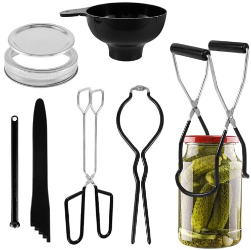 Eummy 7PCS Canning Supplies Starter Kit Stainless Steel Canning Equipment Canning Tools Set with Canning Rack Canning Tonga Jar Lifter Multifunctional Canning Kit for Canning Pot Mason Jars