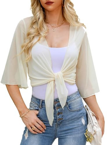 Wayleb Cardigan Donna Coprispalle Estivo Cardigan Manica Lunga Leggero Aperto sul Davanti Casual Cardigan Coprispalle Donna Cardigan Tinta Unita