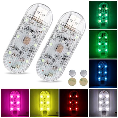 Auto LED Innenbeleuchtung,2 Stück RGB Auto Innenraumbeleuchtung,Mehrfarbige LED Atmosphäre Licht,LED Touch Licht,Mehrfarbige Ambientebeleuchtung,Wiederaufladbaren USB Auto LED Neon-USB-Anschlussen