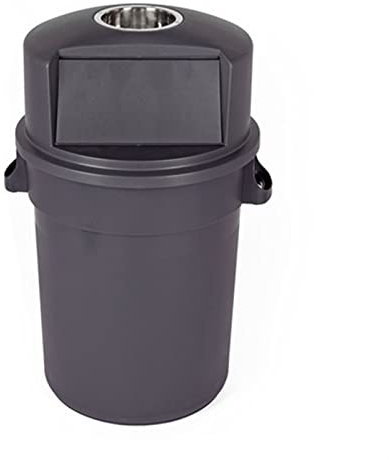 MLBLXDH Cubo de basura redondo grueso de 120 L/31,7 galones con tapa superior y cenicero, cubo de basura comercial para interiores y exteriores, universal (tamaño: 120 L, color: gris) (gris 120 L)