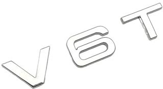 NIBOTT 3d ABS Cromato Nero V6T Logo Numero Lettere Auto V6 T Distintivo Dell'emblema Della Decalcomania Misura for Audi A6 C7 A4 4 S4 V6T Accessori Adesivo (Color : Chrome 1pc)