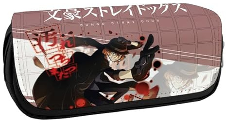 Xinchangda Bungo Stray Dogs Federmäppchen mit Anime-Aufklebern, Set Dazai Osamu/Nakahara Chuuya Schreibwarentasche, große Kapazität, Anime-Federmäppchen, Schulbedarf-Set für Mädchen und Jungen, Typ 3,