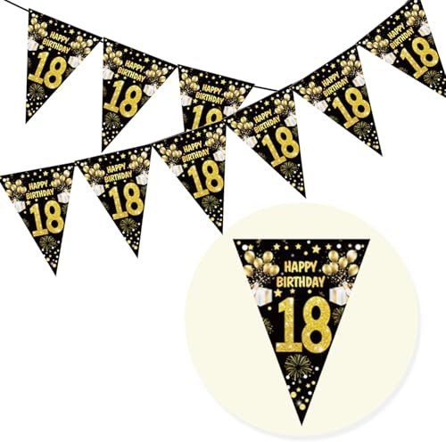 Geburtstag Wimpelkette Happy Birthday Banner mit Zahlen, Geburtstag Deko Zubehör Party Dekoration Banner Geeignet für 18. Geburtstag (18. Geburtstag)