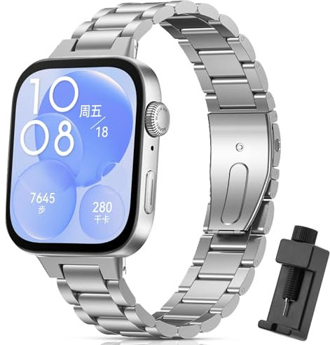 CHULN Metallo Cinturino Compatibile con Huawei Watch Fit 3/Fit 4/Fit 4 Pro, Regolabili in Acciaio inossidabile di Ricambio Cinturino per Huawei Watch Fit 3 Uomini Donne.(No host)