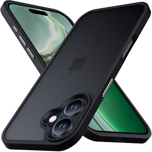 Anqrp Designed for iPhone 16 Case, [Military Shockproof] Super Soft Silicone Slim Translucent Matte Protective Phone Cover, Compatible with iPhone 16 6.1, Black