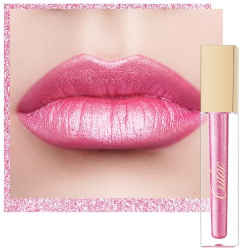 Oulac Rouge à Lèvres Métallique Brillant 2-in-1 Rouge à Lèvres Longue Tenue&à paupières Pailleté Lip Stain Hautement Pigmenté,Waterproof Vegan Gloss à Lèvres Maquillage Femme Fille MD08