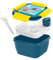 Salat To Go Box - Contenitore per il pranzo per adulti e bambini, adatto al microonde, 3 scomparti per insalate e snack, con condimenti, adatto per scuola, lavoro, picnic (blu)