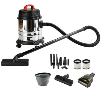 Allzwecksauger 1800W mit 18L Edelstahlbehälter Nass und Trockensauger für Teppich & Hartböden, leistungsstarker Staubsauger mit Blasfunktion, Schaumfilter, Zubehör-Set, beweglich mit Rollen