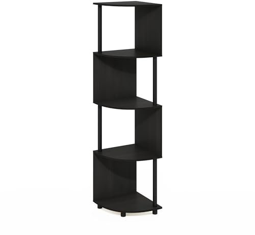 Furinno Econ 4-stufiges Zickzack-Eckregal-Bücherregal, Espresso/Black