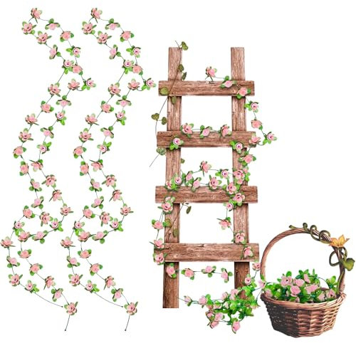 Künstliche Blumen, 2PCS Blumengirlande deko, Blumengirlande Künstlich Rosa, Girlande blumen, Künstliche blume girlande, Blumengirlande für Tür, Hochzeit, Party, Wand, Heimdekoration, lang 2.2M