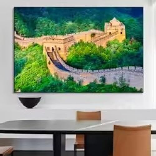TONGYINLI China Great Wall Angle Bild Leinwanddrucke Gemälde, Poster Great Wall Art, Wohnzimmer, Schlafsaal, Heimdekoration Kunstwerk 80x120cm Rahmen