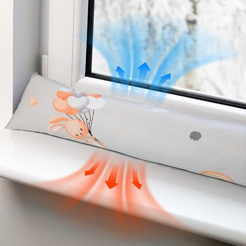 Totsy Baby Zugluftstopper für Türen und Fenster Stopper Türdichtung 90 cm Seitenschläferkissen Umrandung oder Tür Luftzugstopper Schalldämmung Windstopper Türluftstopper Baumwolle Kaninchen