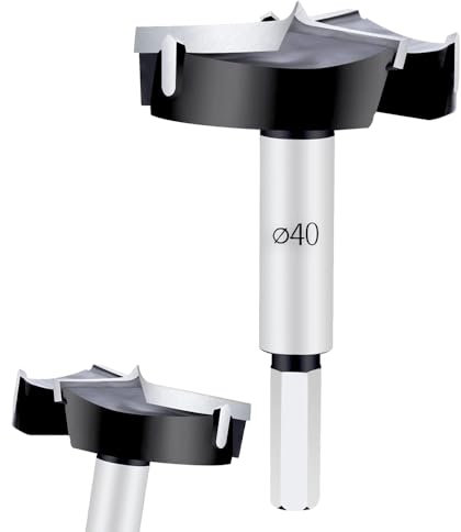 40 mm Mèche Forstner Professionnelle avec Tige Ronde, Foret Forstner en Acier au Tungstène, Foret Forstner pour le Bois, Accessoires de Forage pour le Travail du Bois