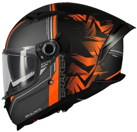 MT Braker Motorradhelm Charm B4 Matt Grau Schwarz Orange (S)