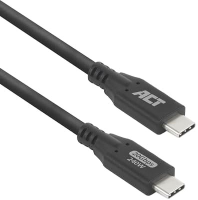ACT Cavo USB 4 240 W, USB C 20 Gbps, 4 K @ 60 Hz, cavo video USB C, cavo dati, cavo di ricarica per monitor, laptop, SSD, 2 m - AC7422