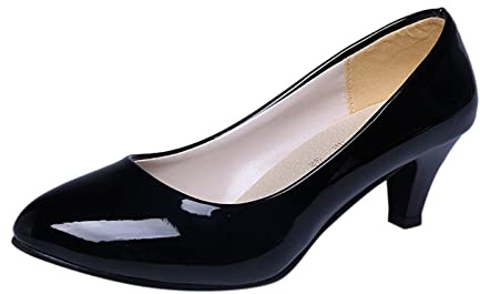 1.6 Inch Women's Kitten Pump Slip On Round Toe Chunky Block Low Heel Shoes Office Wedding Dress Shoes Solid Close Toe Slip on Court Pumps Work Occasion Wear