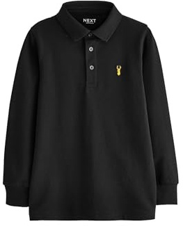 NEXT Jungen Standard Langärmeliges Polo-Shirt Schwarz 116