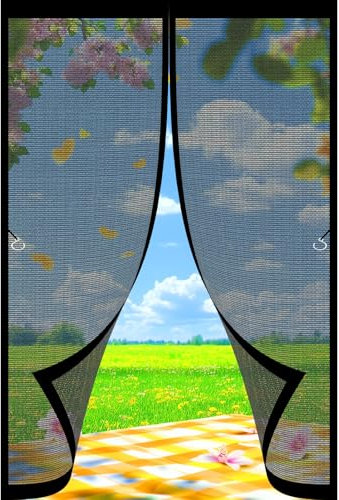 Moustiquaire Porte Fenetre 80 x 220 cm Moustiquaire Porte Magnétique Différentes Tailles Fenetre Magnétique Puissants Aimants pour de Balcon, Noir