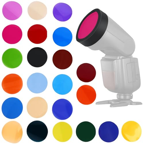 Kavolet 24 Color Gel Flash Filter Set for V1 Series - Durable Heat Resistant Gel Filter Set for Creative Photography - Includes Silicone Case and 4 Spacer Plates (Black)