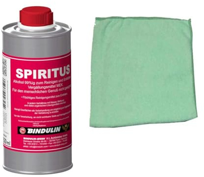 250 ml Bindulin Spiritus 99% (Ethanol) zur Reinigung, Verdünnung, Frostschutz in Sicherheitsflasche inkl. Microfasertuch von E-Com24