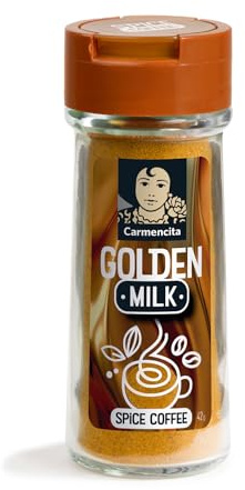 Carmencita Golden Milk, Sin Gluten, 42 g | Especias para Leche Dorada: Cúrcuma, Canela, Jengibre y Pimienta, Bebida Antiinflamatoria, Bienestar