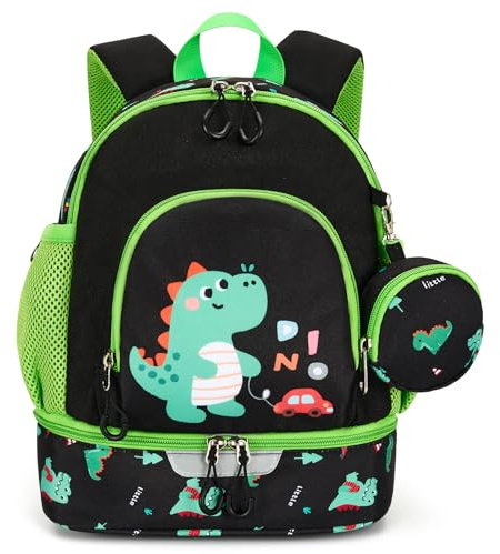 PROTAURI Kinderrucksack Jungen 11.5L mit Geldbeutel 2-6 Jahre, Dinosaurier | mit Isoliertes Lunchbox-Fach, Kindergartenrucksack mit Brustgurt und Reflektierend, Kita Rucksack