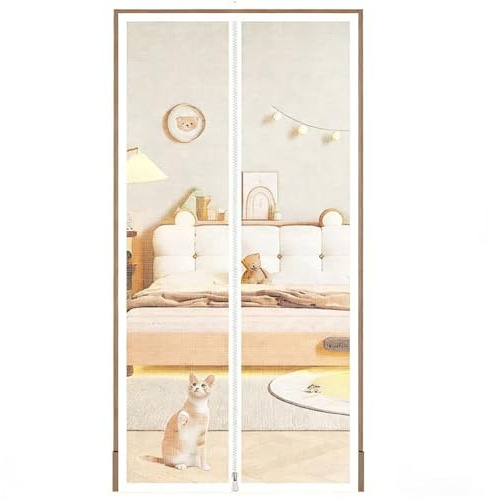 tylxayoxa Puerta Mosquitera For Mascotas De 90x210cm, Malla Gruesa Resistente A Arañazos For Perros con Cremallera For Sala(90x210cm)