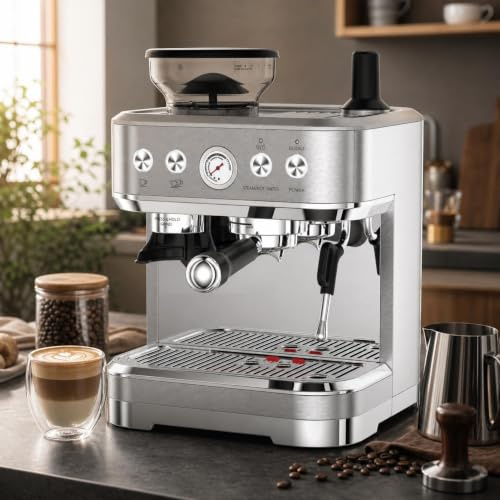 GarveeMore Bean to Cup Coffee Machine, 15 Bar Espresso Machine
