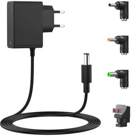 BERLS Alimentatore Universale 12V 2A, 24W Caricatore per Hard disk esterno, CCTV Camera, Telecamera, Router, Hub, TP-Link, Tastiera Ya maha, Elettronica Domestica, Cavo 1.5M con 4 Adattatori