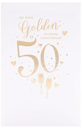UK Greetings Goldene Hochzeitstagskarte – Glückwunschkarte zum 50. Hochzeitstag – Jahrestagskarte für Paare, mehrfarbig, 553661-0-1