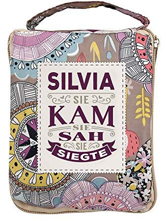 History & Heraldry Design Top Lady Tasche: Silvia/Einkaufstasche, Strandtasche, Sporttasche, Blumenmuster/vielseitig, praktisch, personalisiert mit Name und Spruch