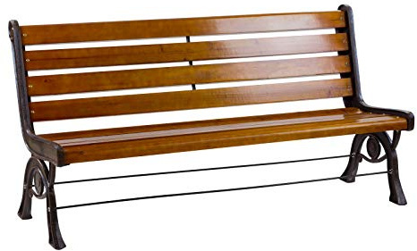 DEMA Holz-Metall Gartenbank Paris – 3-Sitzer Sitzbank, Parkbank, Metallbank, robust & wetterfest, ideal für Balkon, Garten, Terrasse, Park & Außenbereich