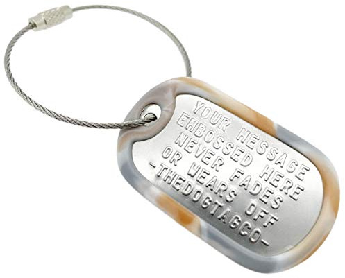 TheDogTagCo Hundemarke aus Edelstahl, mit Kabel und Schalldämpfer, personalisierbar, 1 Stück Camo Pink