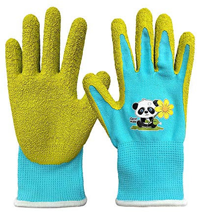 QEAR Safety Gartenhandschuhe für Kinder von 3 bis 6 Jahren,Handfläche aus Gummi, widerstandsfähig gegen Wasser und Schmutz, blau