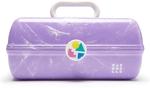 Caboodles On-The-Go Girl Makeup Box, Lavender Marble, Hard Plastic Makeup Organizer Box, Built-in Mirror, Secure Latch for Safe Travel, Spacious Storage for Large Items