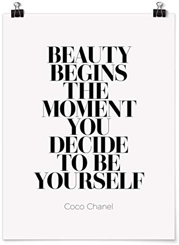 Poster Kunstdruck mit Klammern Wanddeko Be Yourself Coco Chanel Matt 80 x 60cm