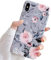 ZTUOK Compatible with iPhone X/XS Case for Girls, Flexible Soft Slim Fit Full-Around Protective Cute Shell Flowers Phone Case Cover with Purple Floral and Gray Leaves Pattern for iPhone X/XS