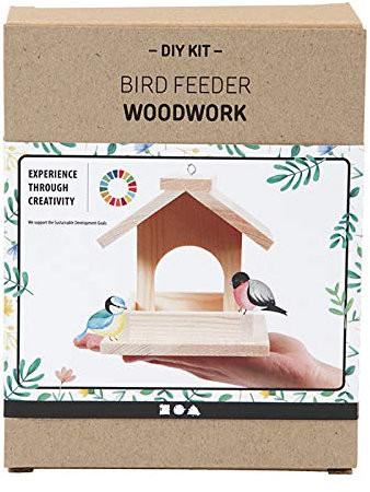 FEINSCHNITTkreativ Futterhaus | Vogelhaus | Bausatz | Kiefernholz | Bastelset inkl. Leim & Nägeln