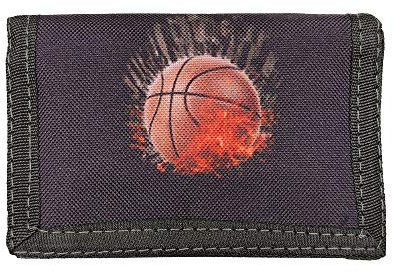 LOLUNA® Portefeuille Scratch ado Classique Motif Basketball, Porte Monnaie, Billet, Carte, Identité, Permis en Toile Robuste - Noir