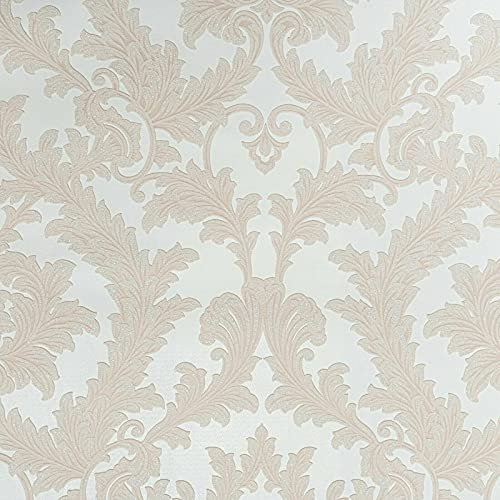 SOPHIE LAURENCE Modern Glitter Baroque Floral Damask Heavyweight Vinyl Wallpaper Blush